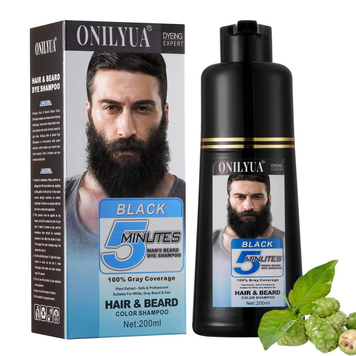 Fvquhvo Tinte 3 en 1 para barba y pelo: cobertura rápida de canas y color natural