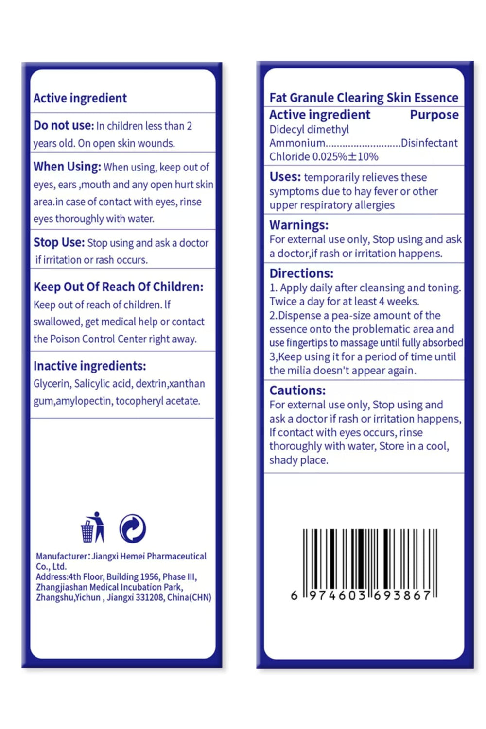 Fvtcnbu BITANK MILIA Remover, empaque elegante para cuidado facial.