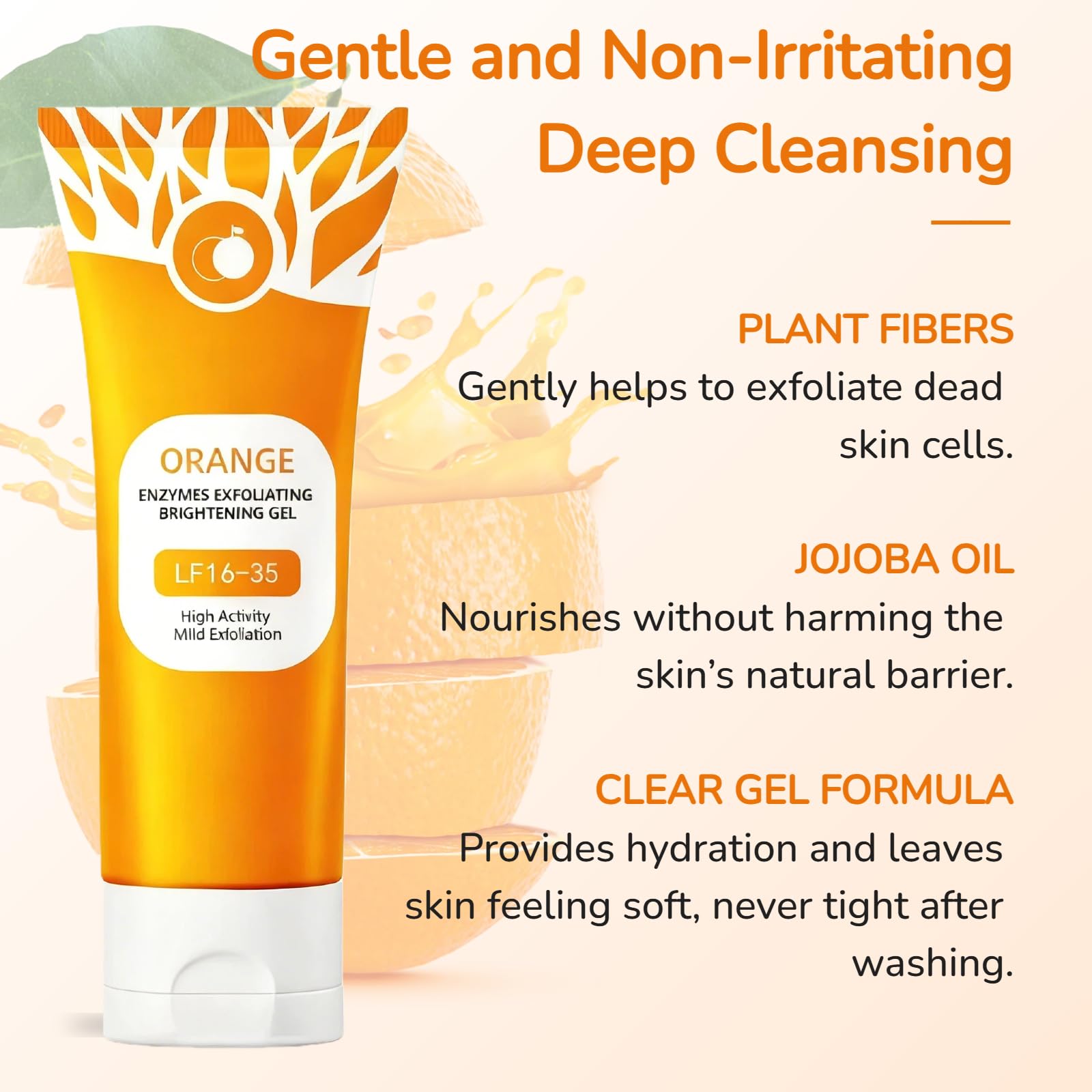 Fwcee Sltue gel exfoliante naranja para cuerpo, limpia poros y deja piel renovada.