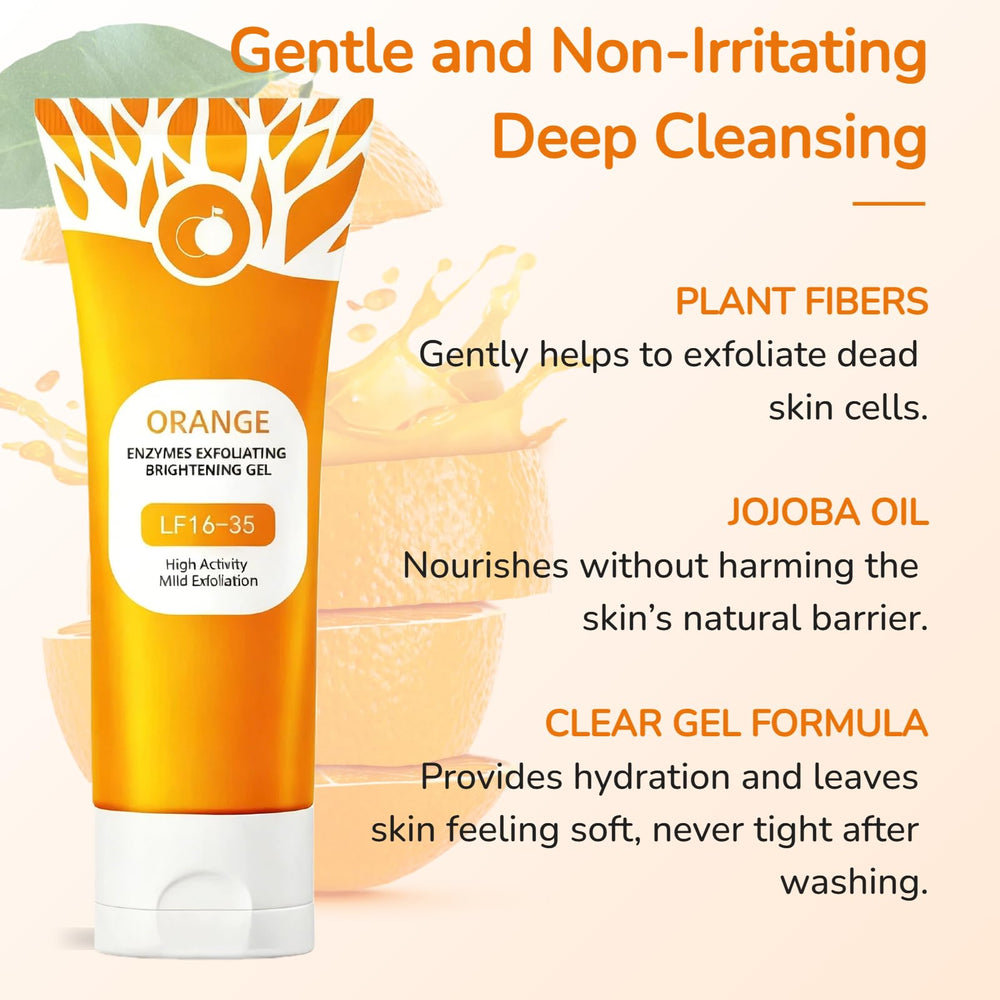 Fwcee Sltue gel exfoliante naranja para cuerpo, limpia poros y deja piel renovada.