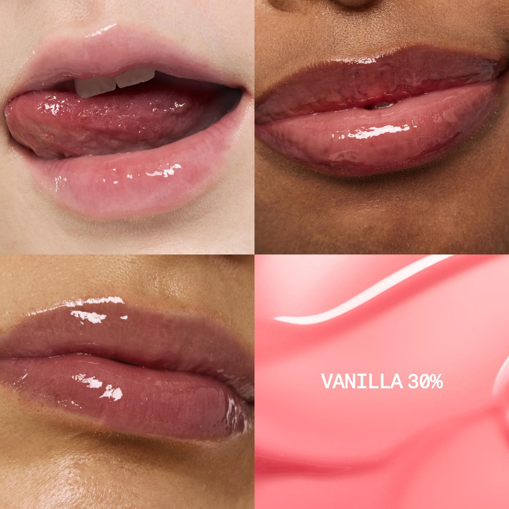 Fwee Brillo labial Vanilla alto brillo ofrece acabado jugoso y no pegajoso.