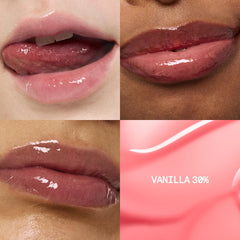 Fwee Brillo labial Vanilla alto brillo ofrece acabado jugoso y no pegajoso.