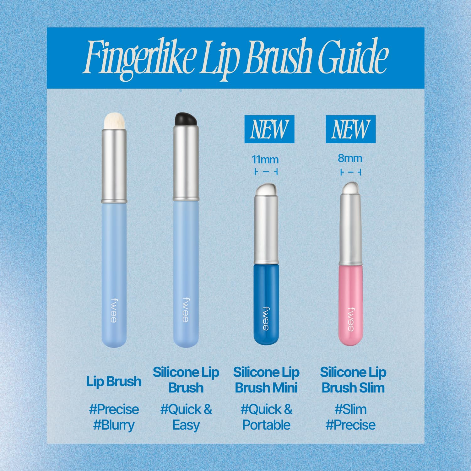 fwee brocha labial silicona fácil de lavar, reutilizable para retoques.