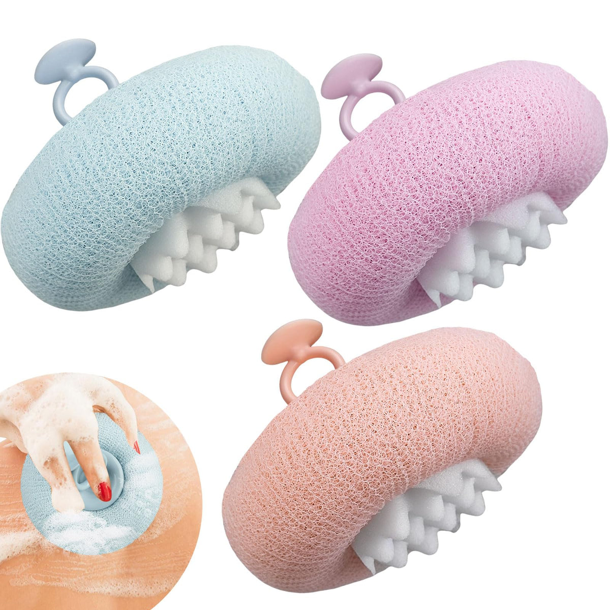 FWUNYVN bola de baño girasol 2 en 1 para limpieza suave y exfoliación ligera.