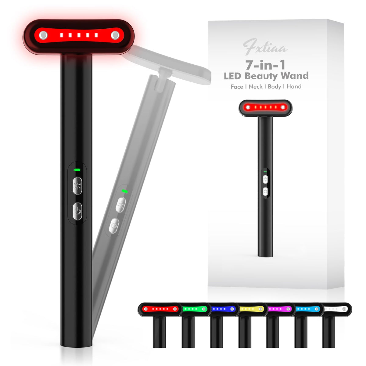 Fxtiaa: lámpara LED de 7 colores para rostro y cuello, rejuvenecimiento suave.