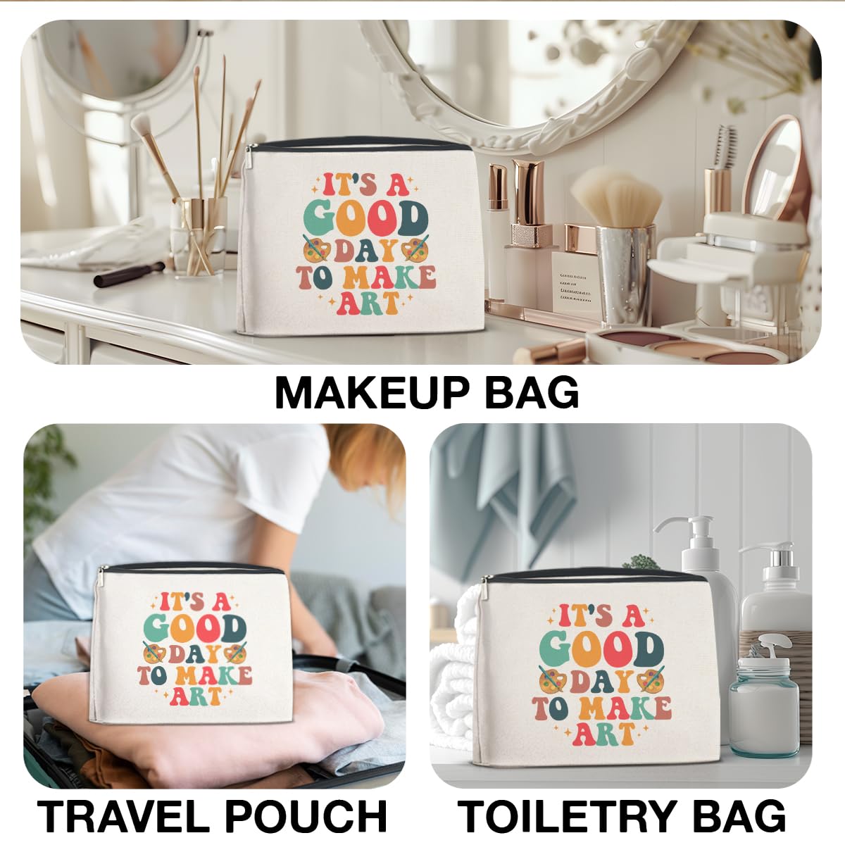 FYDHQSS bolsa maquillaje con cierre suave, fácil de abrir y mantener ordenados.