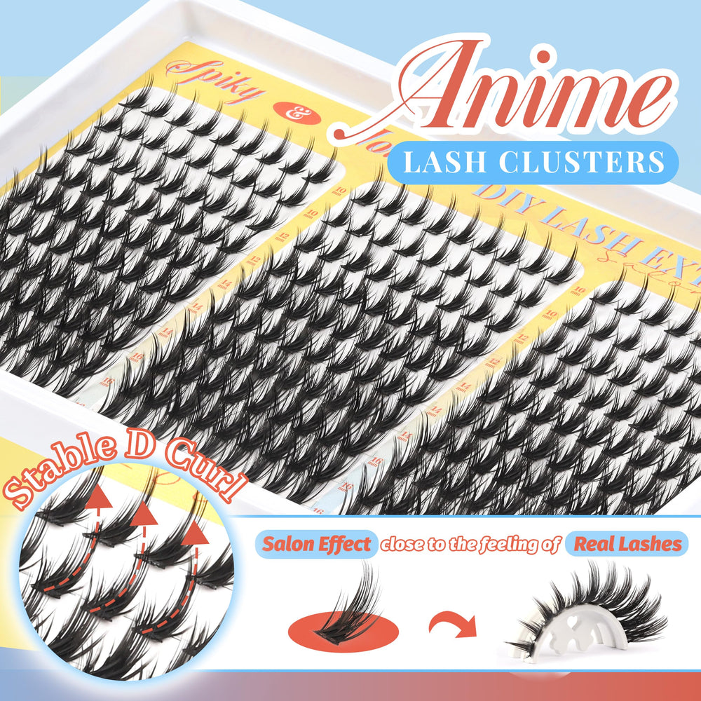 Pestañas Fyonas Manga Lash Clusters para uso en casa con acabado duradero.