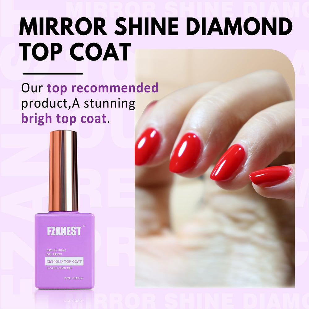 FZANEST capa superior gel incoloro 15ml, acabado claro y duradero.