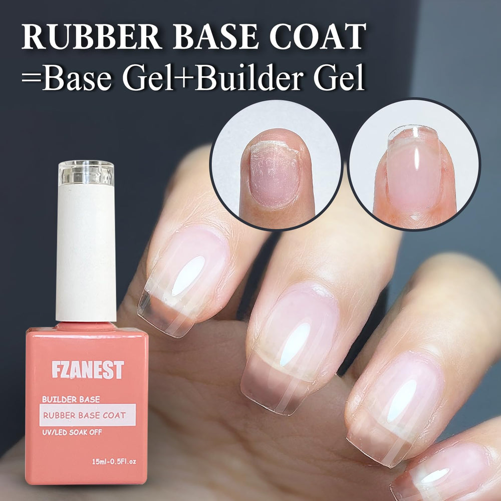 FZANEST Base BuilderGel Nude rosado, aspecto natural en uñas