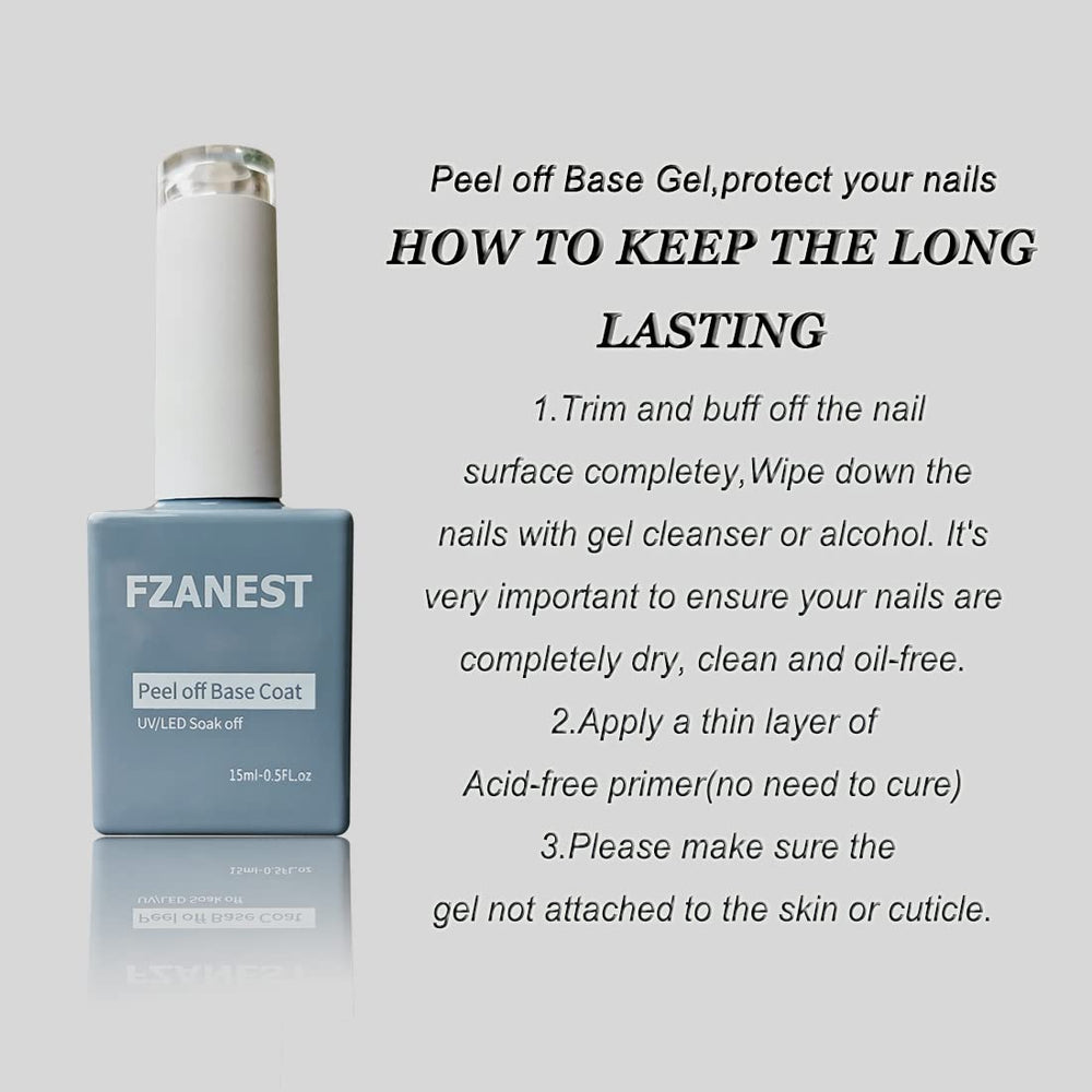 Base pelable FZANEST no tóxico para uñas sanas.