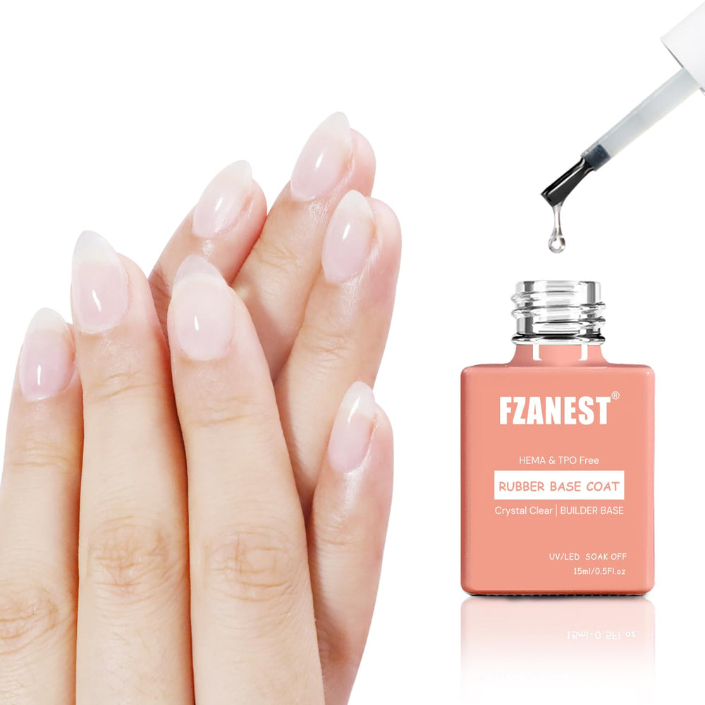 FZANEST base gel transparente para uñas, acabado suave y duradero.