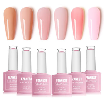 FZANEST Jelly Gel Nail Polish muestra la botella y tono nude, ideal para una manicura natural.