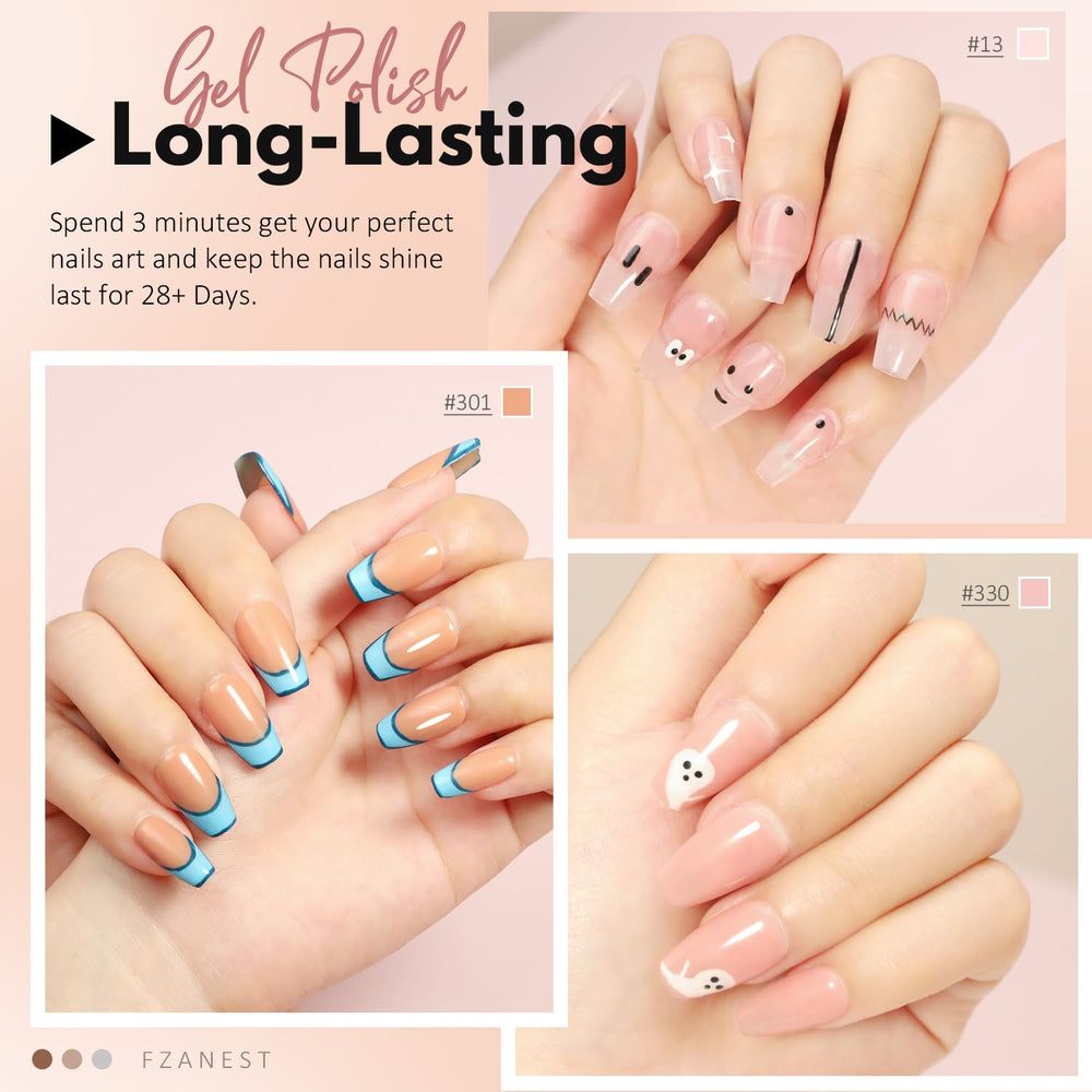 FZANEST Jelly Gel Nail Polish ofrece brillo suave al curar con LED o UV.