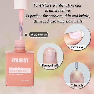 Textura gel base de goma aporta base fuerte para uñas finas y débiles.