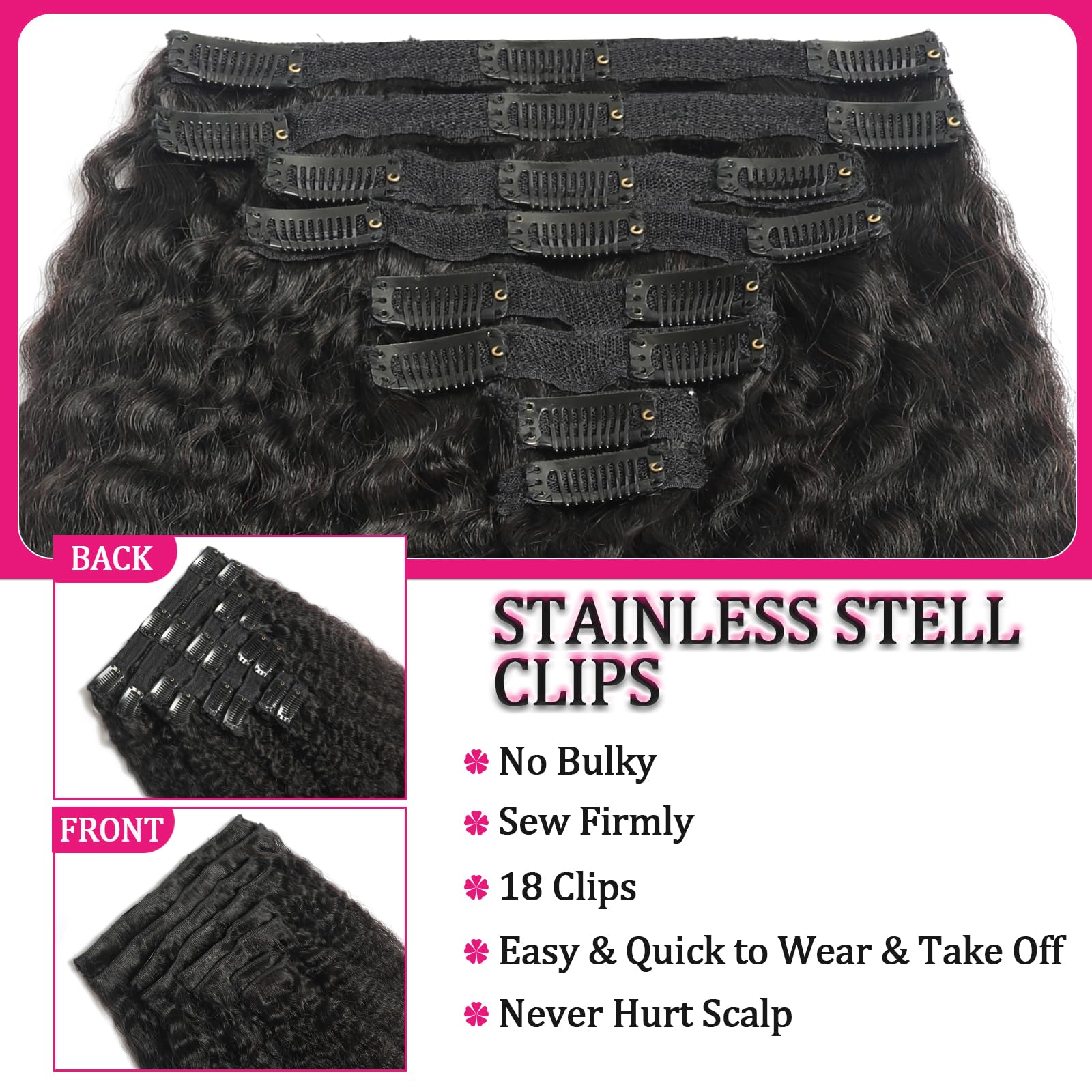 FZV model wearing clip-in extensions for instant length and volume.