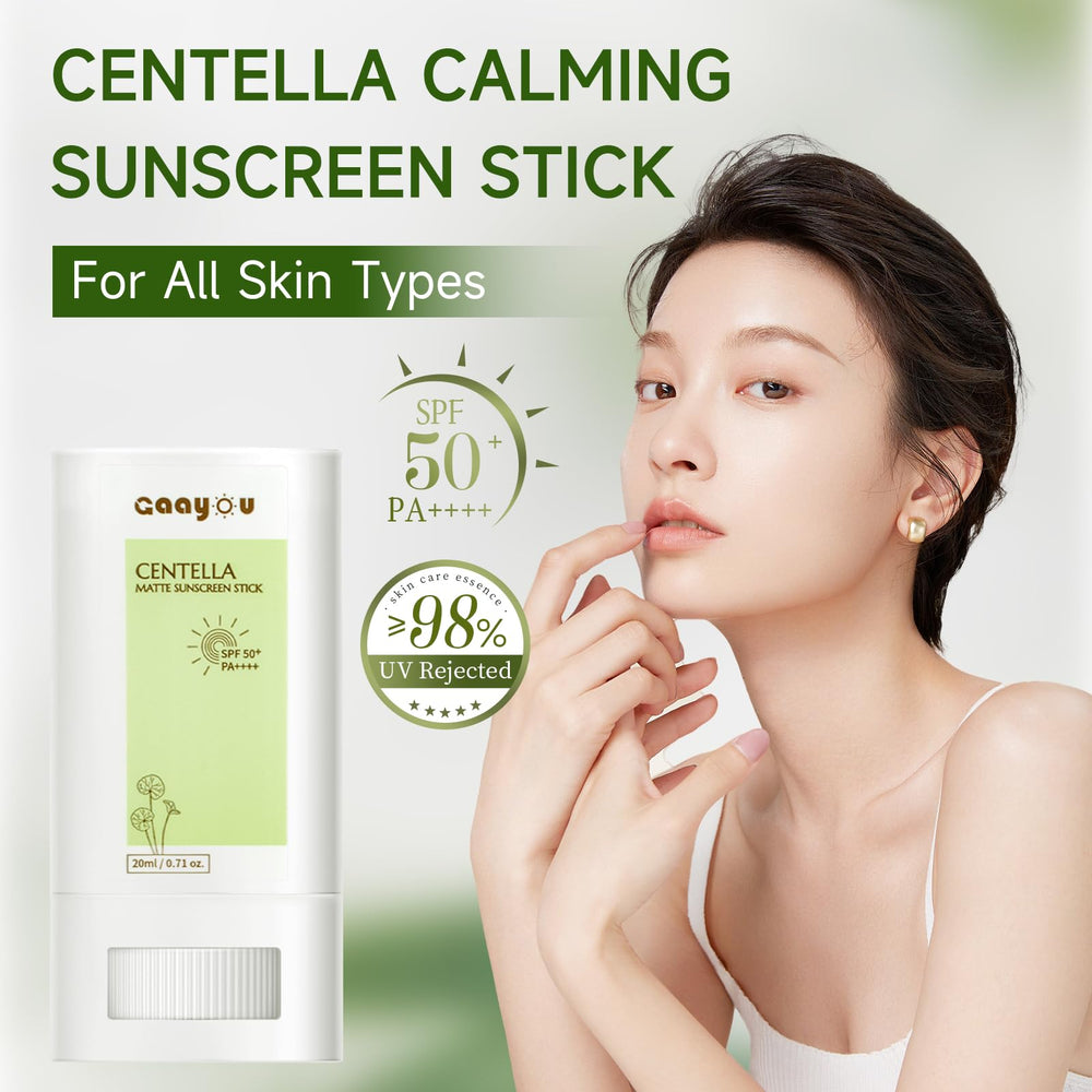 Gaayou Sunscreen Stick textura mate, sensación ligera y no grasa durante el día.