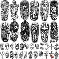 Gabizafia 77 láminas tatuaje cristiano Jesús realista, listo para lucir.