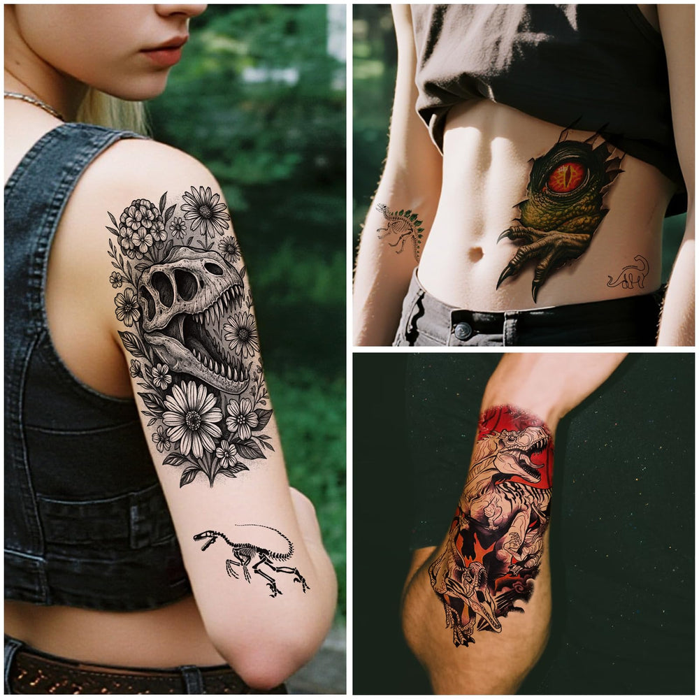 Tatuajes dinosaurios, diseños variados para niños