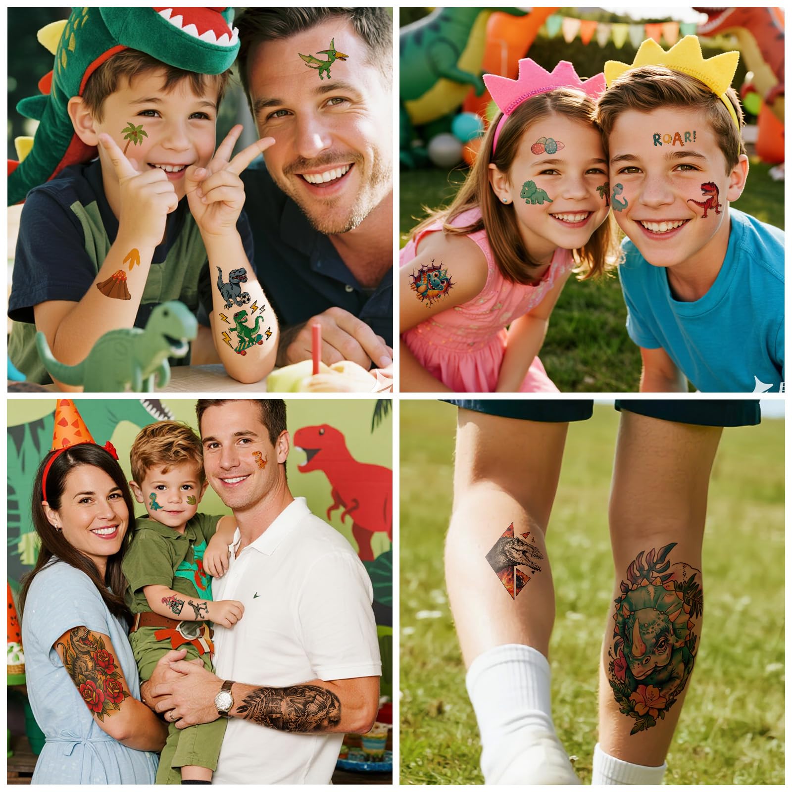 Tatuaje de dinosaurio Raptor, ideal para disfraces y fiestas