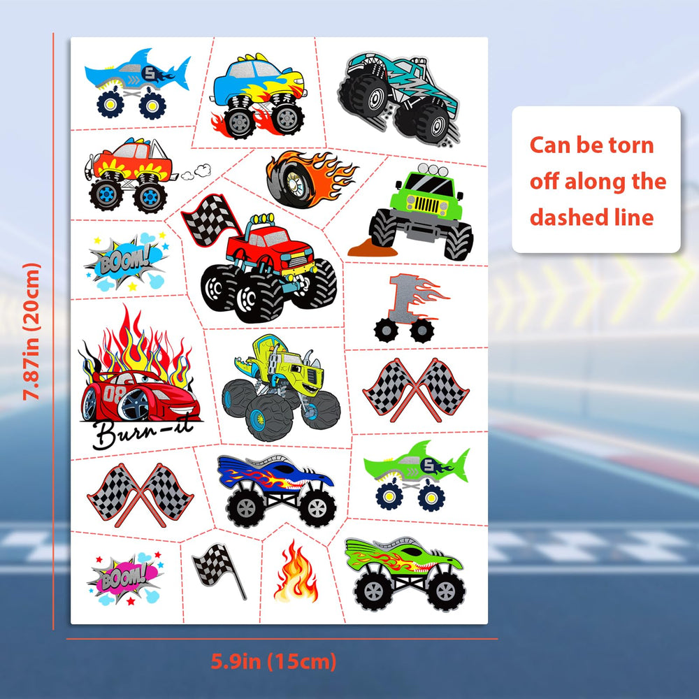 Gabizafia tatuajes Hot Wheels detalle bandera y cuadros, juego temático