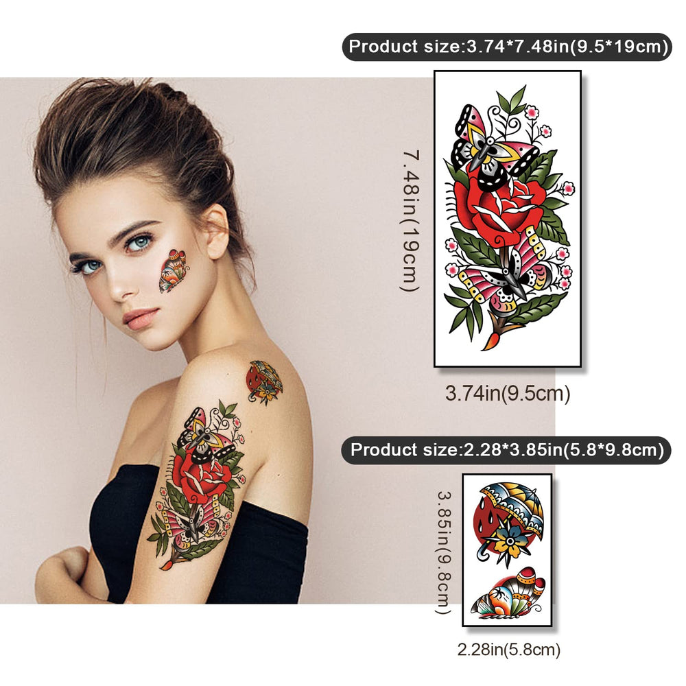Gabizafia tatuajes temporales de rosas vintage para un toque romántico