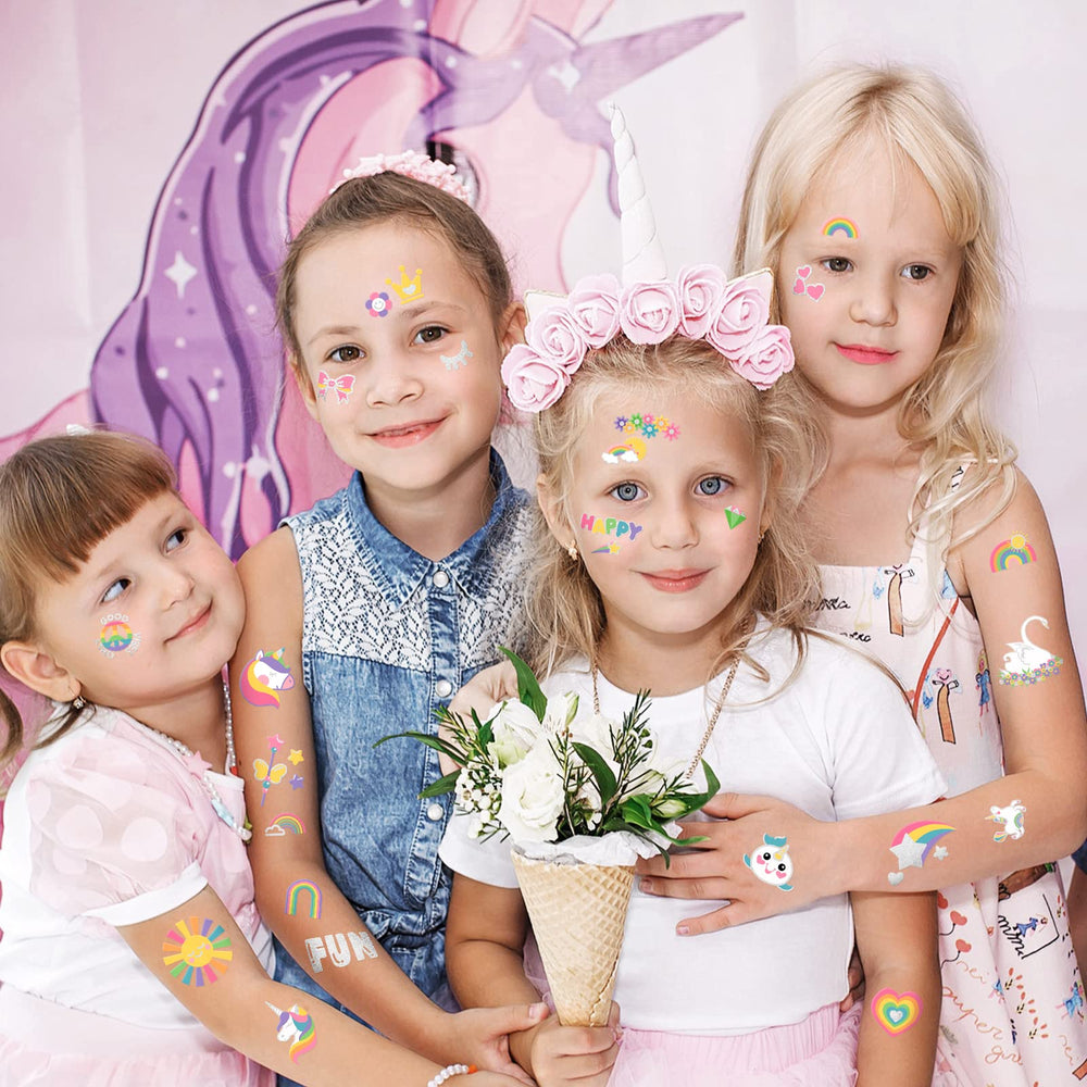 Aplicación rápida en 20 segundos de tatuajes Gabizafia de unicornio.
