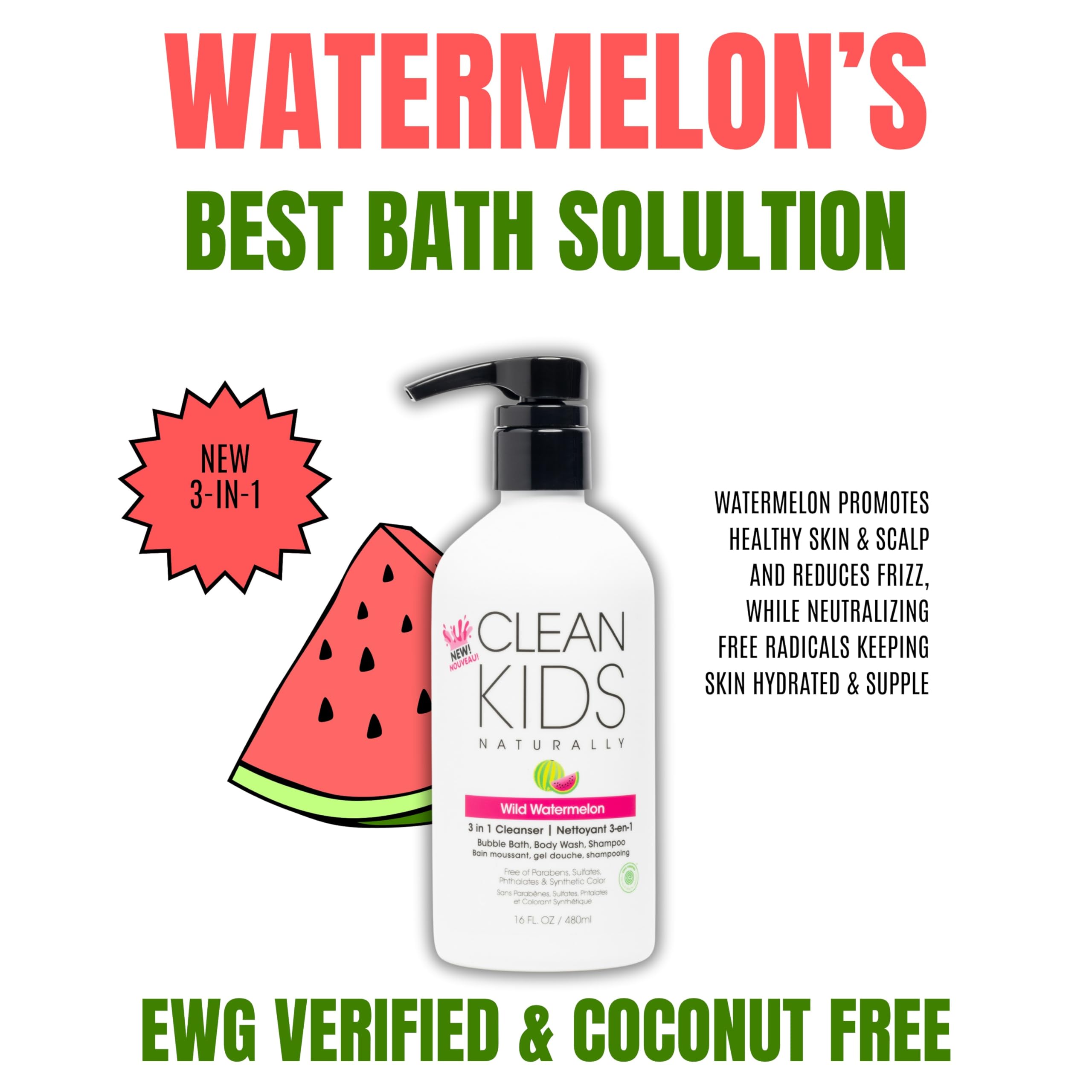 Gabriel Cosmetics Watermelon 3en1: fragancia de manzanilla y aloe en baño suave.