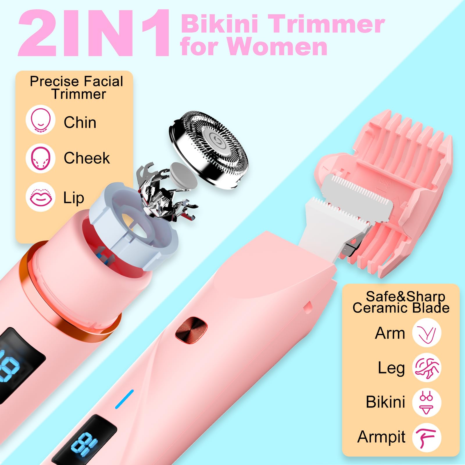 Gabtruk Bikini Trimmer con doble cabezal para detalles precisos