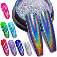 GA&EN polvo holográfico para uñas, brillo arcoíris para manicura.