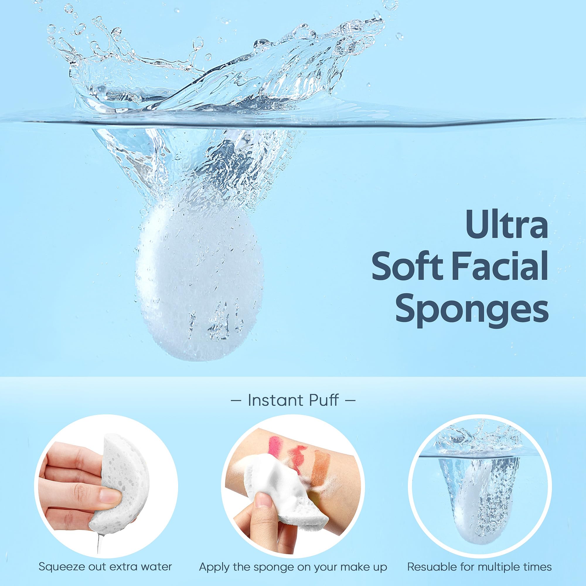 Esponja facial blanca suave GAINWELL, perfecta para exfoliación ligera.