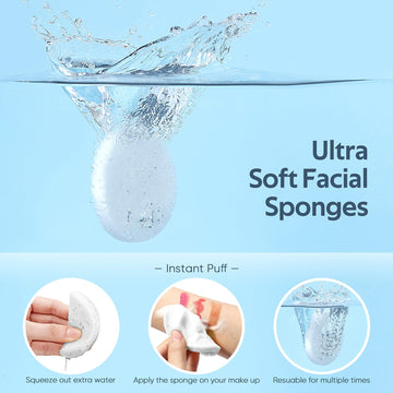 Esponja facial blanca suave GAINWELL, perfecta para exfoliación ligera.