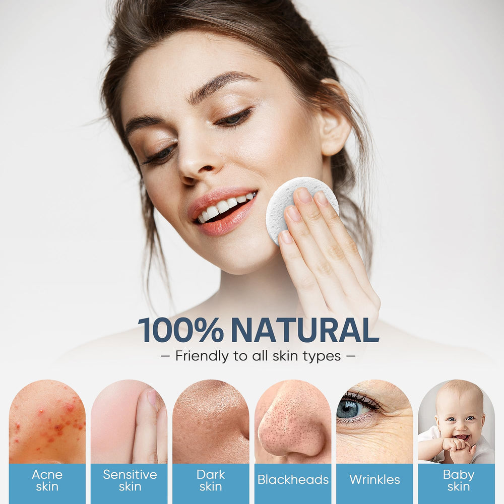 Exfoliación suave diaria con esponjas GAINWELL, aptas para piel sensible.