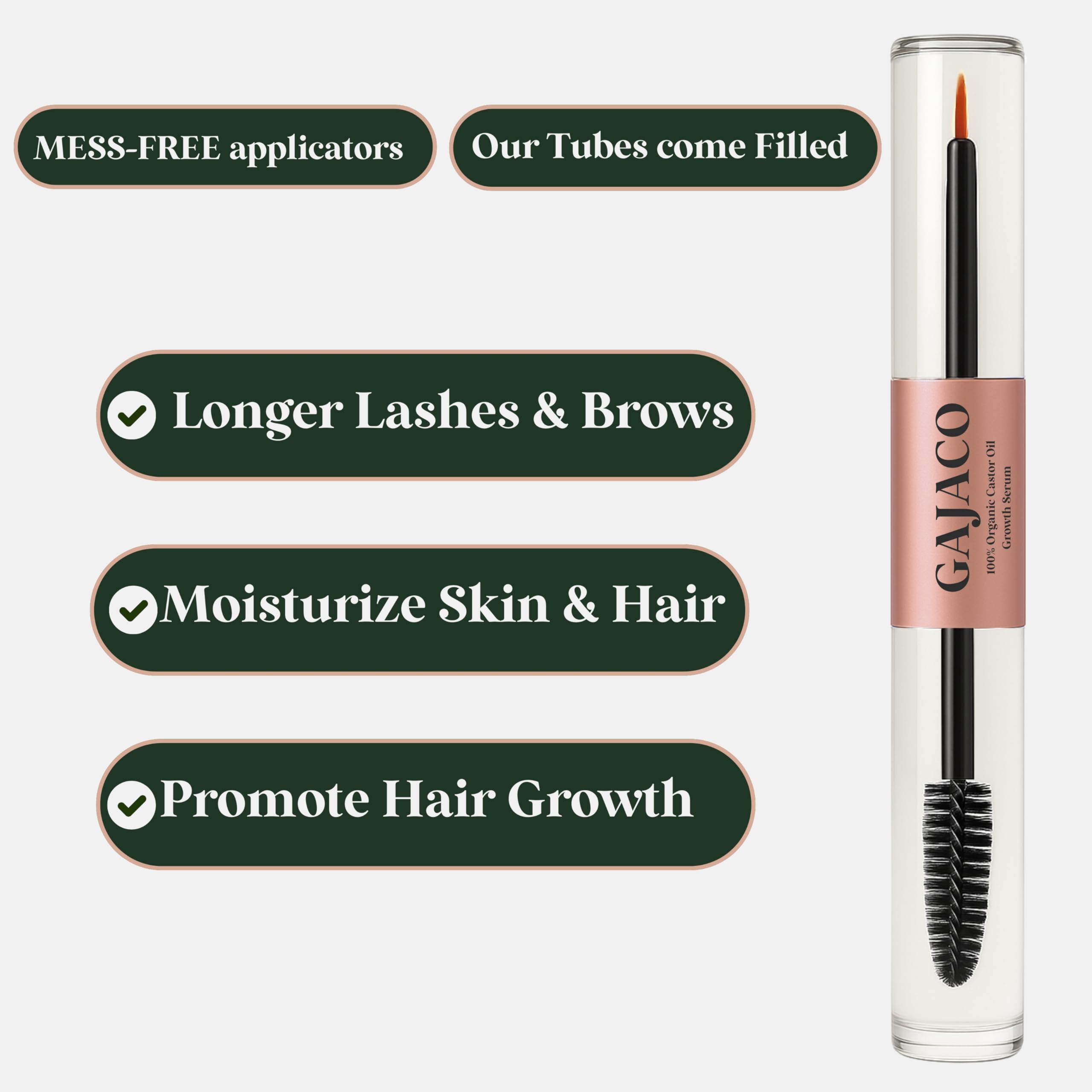 GAJACO serum de ricino para cejas con applicador preciso para uso diario