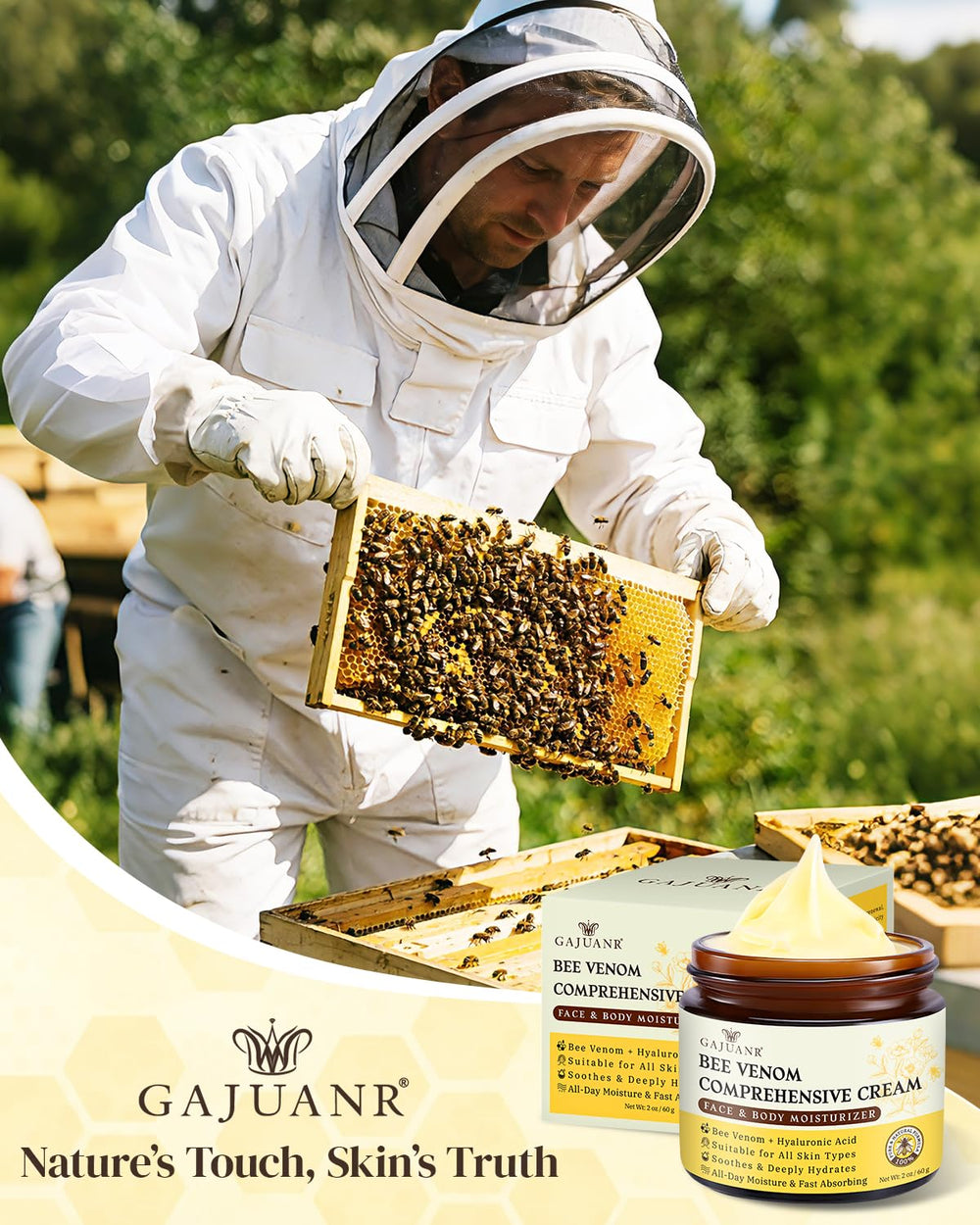 GAJUANR Crema veneno de abeja, envase práctico para uso diario en cualquier lugar.