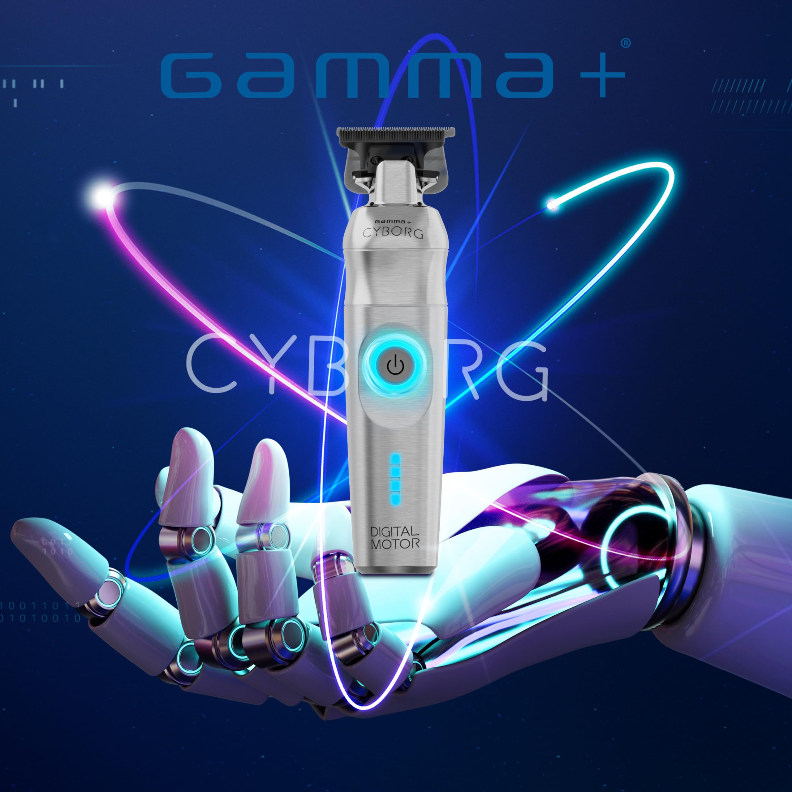 GAMMA+ Cyborg profesional, estación de carga LED con USB-C para recarga rápida.