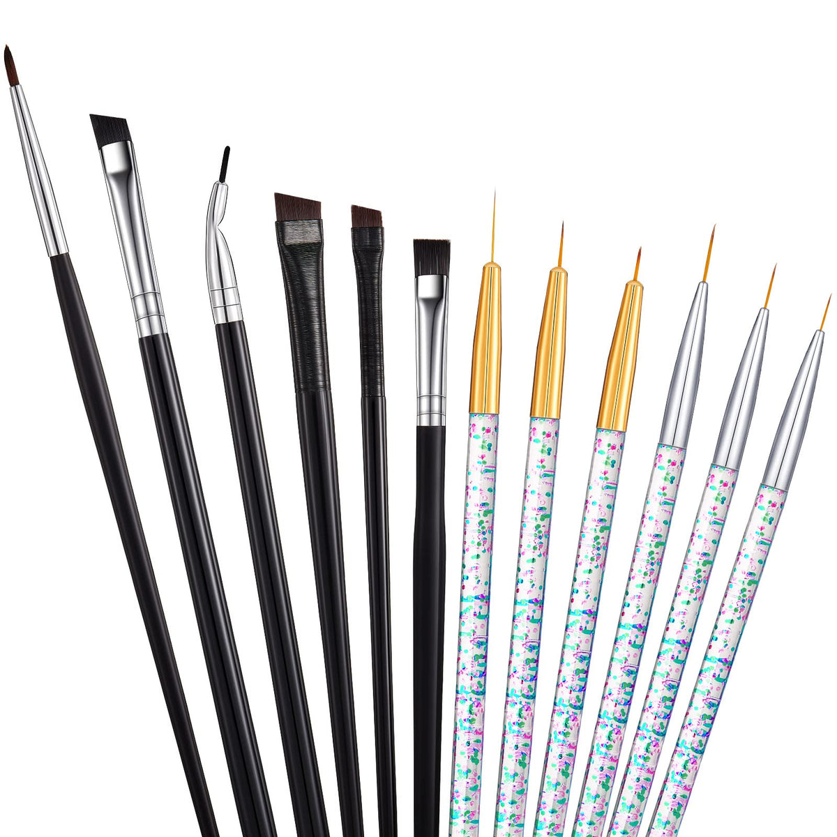 Pinceles del set Gandeer de 12 piezas para delinear ojos con precisión.