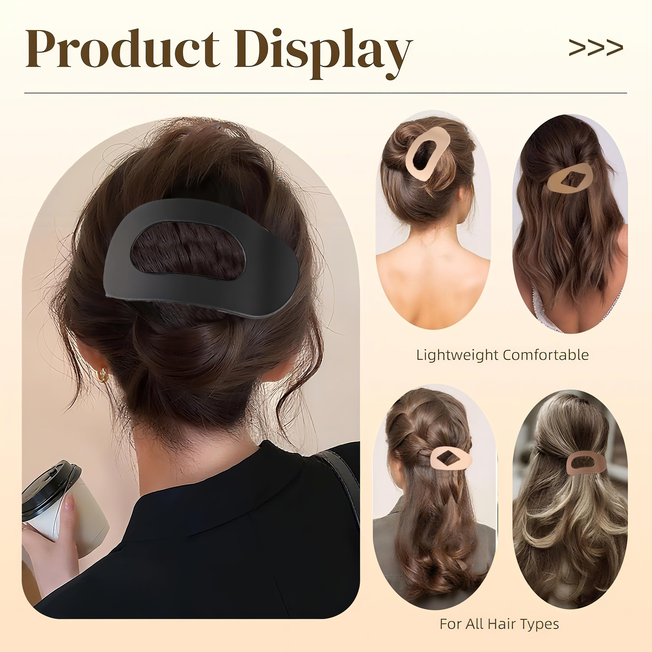 GANINMEETYI clip pelo 9,5 cm mate, cobertura amplia para cabello medio a grueso.