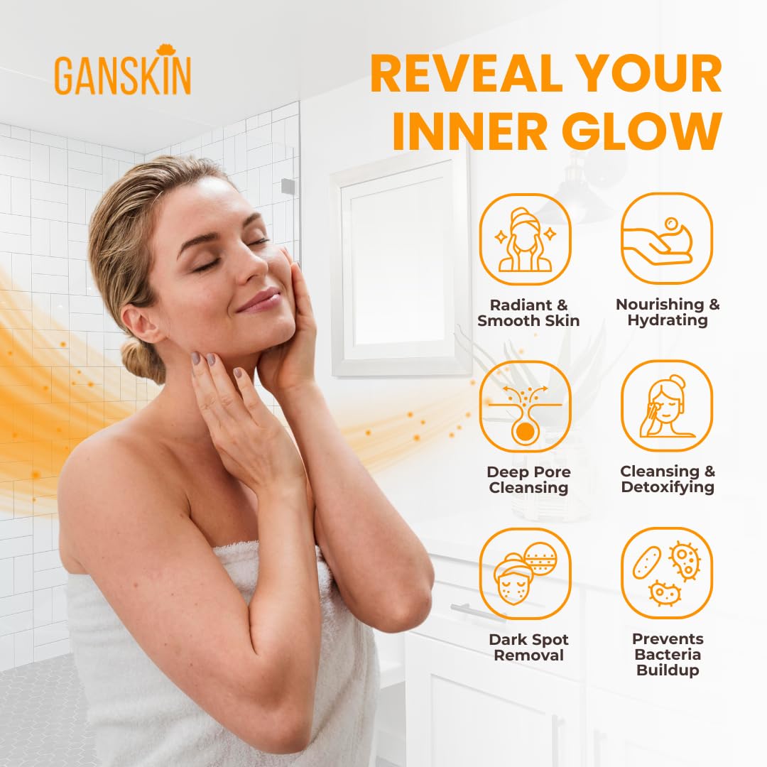 Aplicación de la espuma de Ganskin en la piel, sensación relajante y fresca.