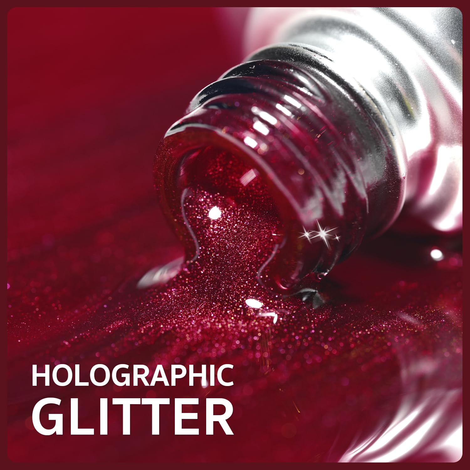 GAOY 2220 Rubí Cristal: destellos rojos para uñas con brillo.