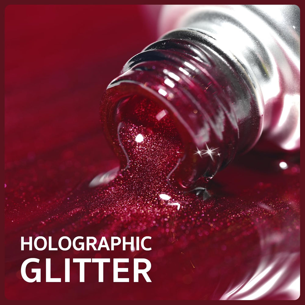 GAOY 2220 Rubí Cristal: destellos rojos para uñas con brillo.