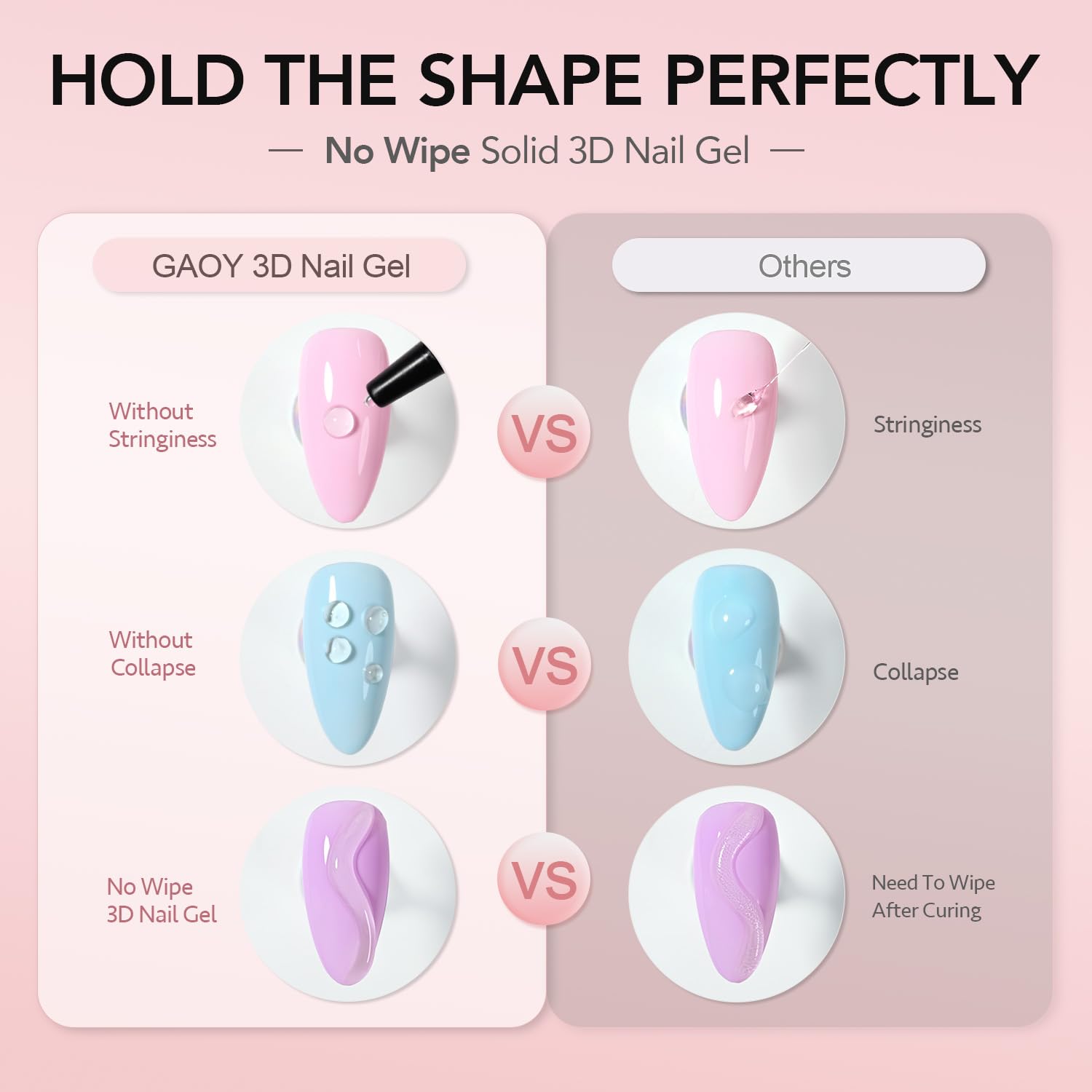GAOY 2Pcs 3D Nail Gel clear sculpting with mess-free application