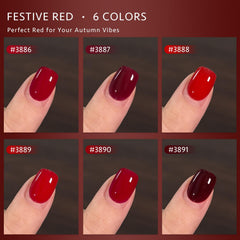 GAOY six-color gel set offers bold reds for holiday nail art.