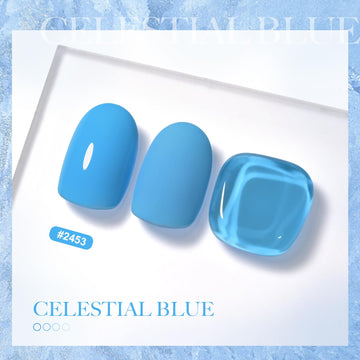 GAOY aplicación de dos capas para cobertura uniforme en uñas azules.