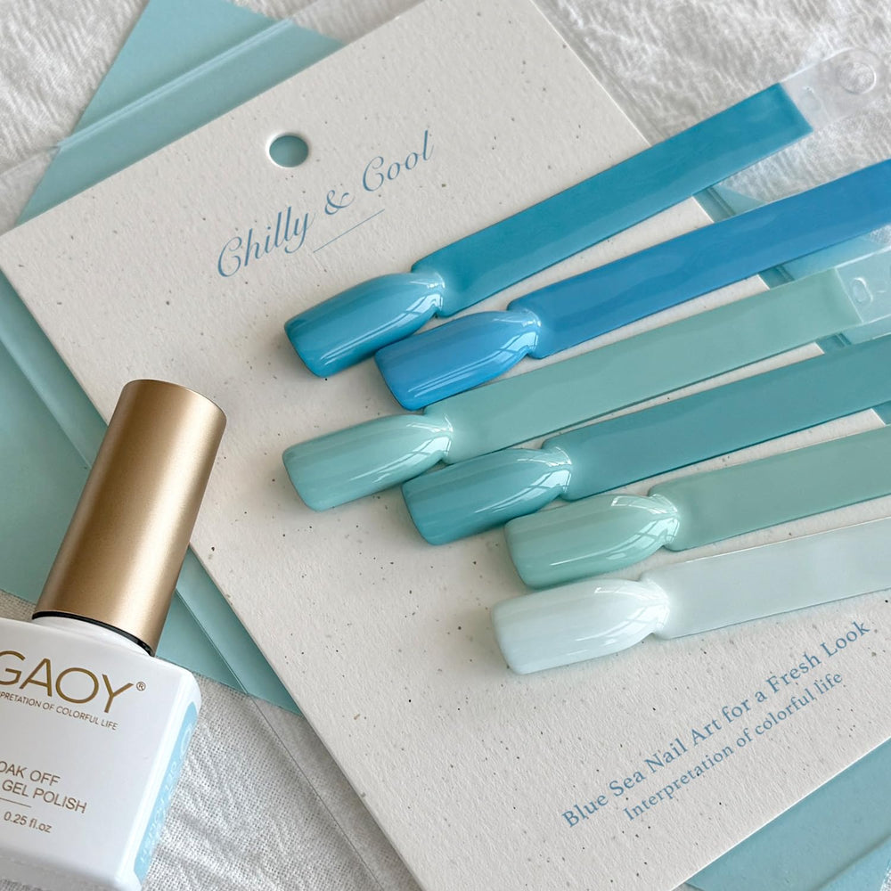 GAOY set de esmalte gel, seis tonos azules, opción para uñas creativas.