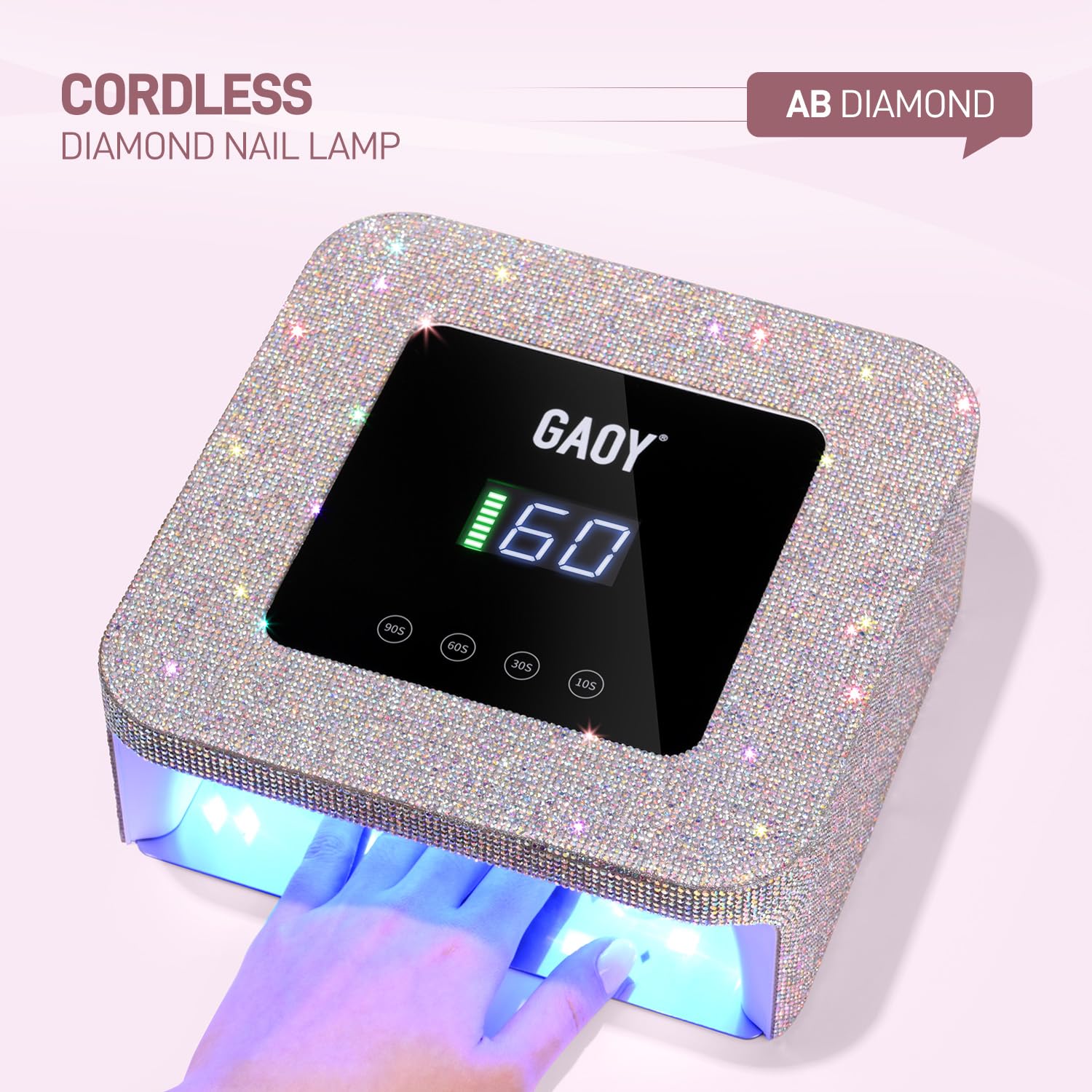 GAOY batería 7800mAh para sesiones largas de secado sin interrupciones.