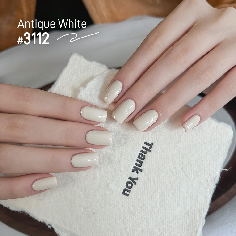 GAOY Gel Beige White, curado con UV en 60 segundos para secado rápido.