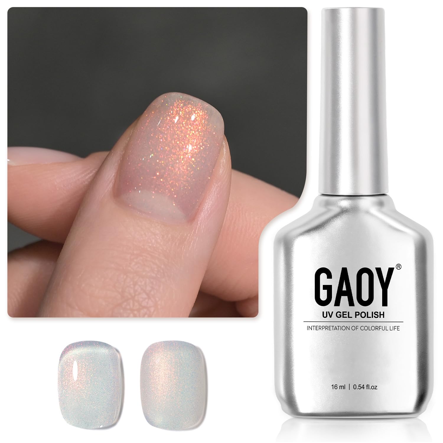 GAOY Shimmer Gel: botella brillante de agua clara para arte de uñas en casa