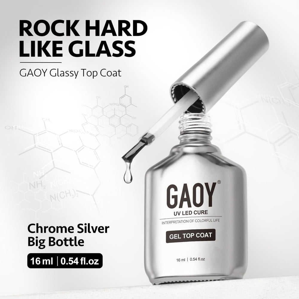 GAOY botellas de 16 ml con diseño cromado brindan presentación elegante y fácil manejo.