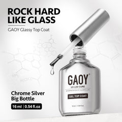 GAOY botellas de 16 ml con diseño cromado brindan presentación elegante y fácil manejo.