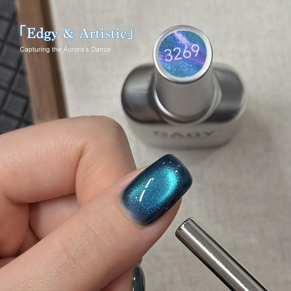 GAOY brillo holográfico azul Aurora Boreal en uñas.